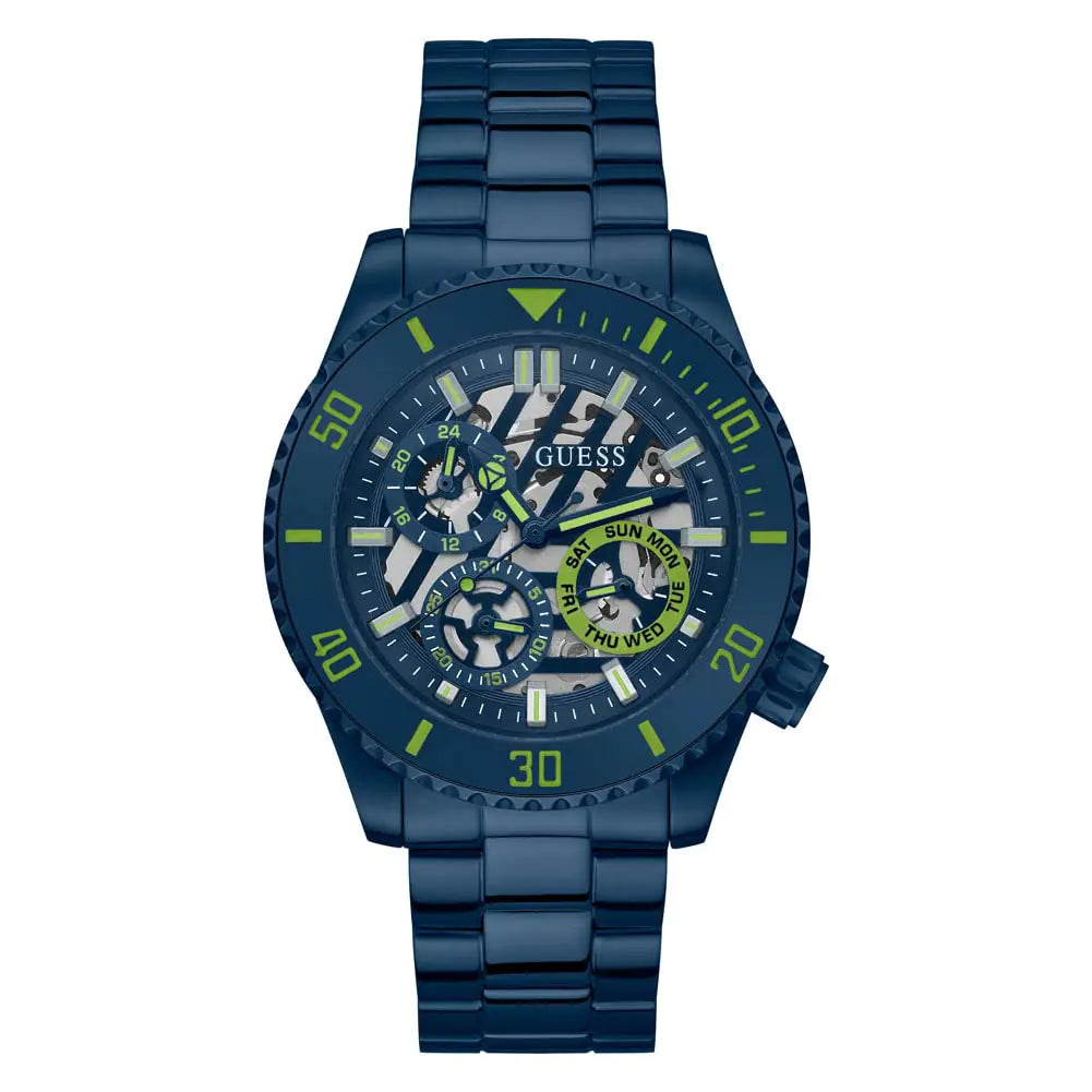 GUESS Mens 45mm Watch - Navy Strap Navy Dial Navy Case
