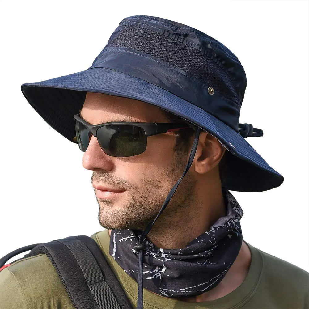 Sun Hat Fishing Hat with Wide Brim Mens Outdoor UV Protection Hiking Hat