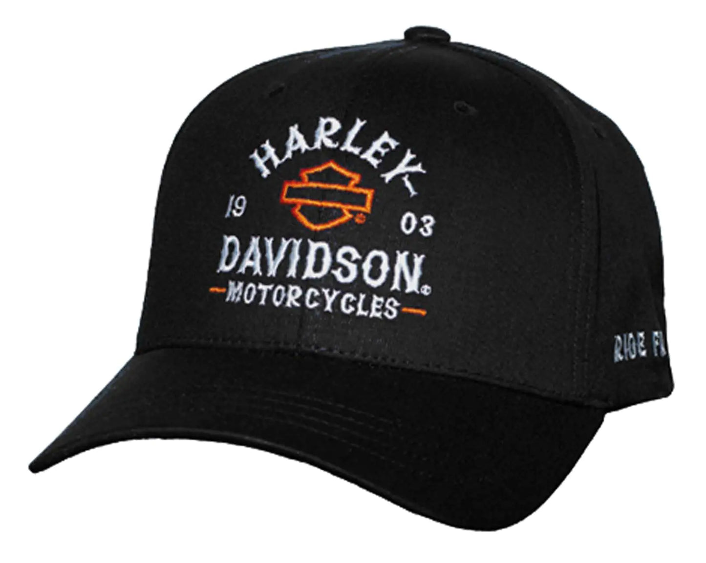 Harley-Davidson Mens Rivalry Stretch Fit Curved Bill Baseball Cap - Black (S/M)
