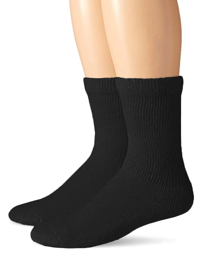 Carolina Ultimate Mens Diabetic Non-Binding Crew Socks 2 Pack Black Large