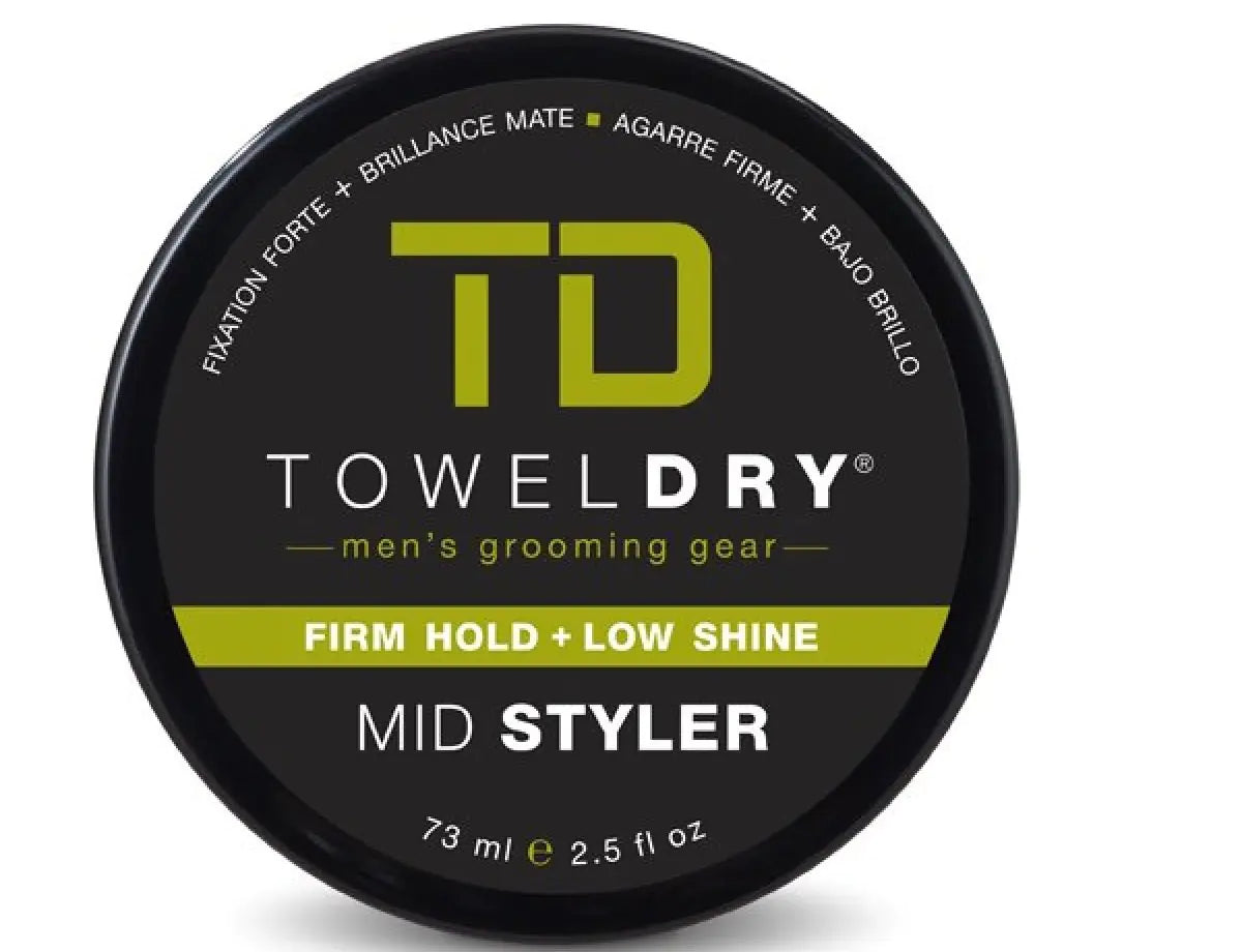 TOWELDRY Mid Styler Firm Hold + Low Shine Matte Finish - Mens Hair Styling Fiber Cream - 7/10 Hold - Easy Washout Formula - Mens Grooming Gear Made in USA 2.5 fl oz (73ml)