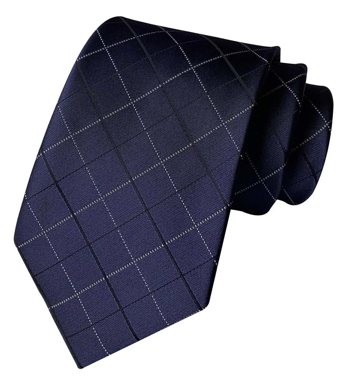 Mens Navy Blue Ties Urban Plaid Checks Patterned Spring Summer Wedding Groom Silk Neckties