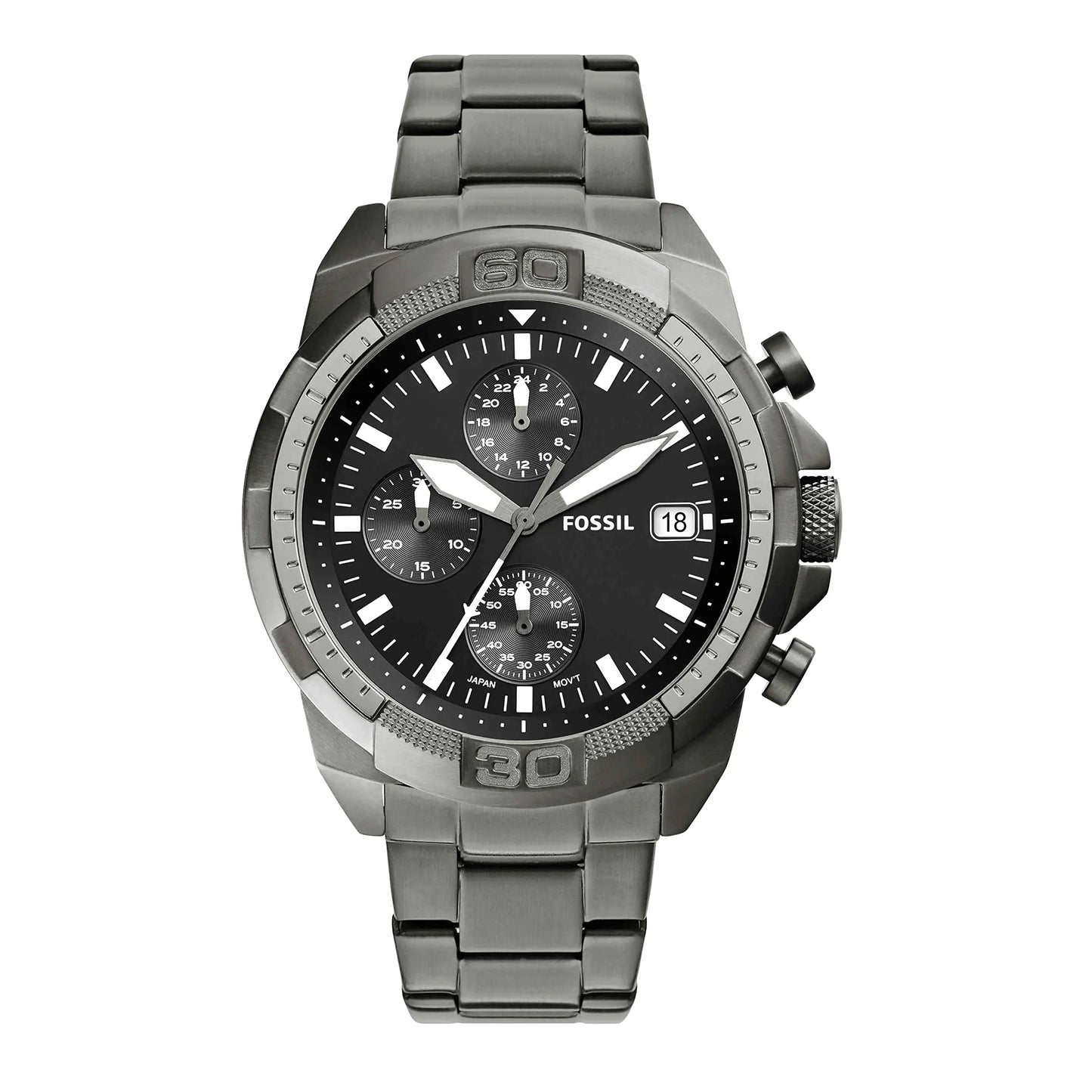 Fossil Mens Bronson Quartz Stainless Steel Chronograph Watch Color: Smoke (Model: FS5852)