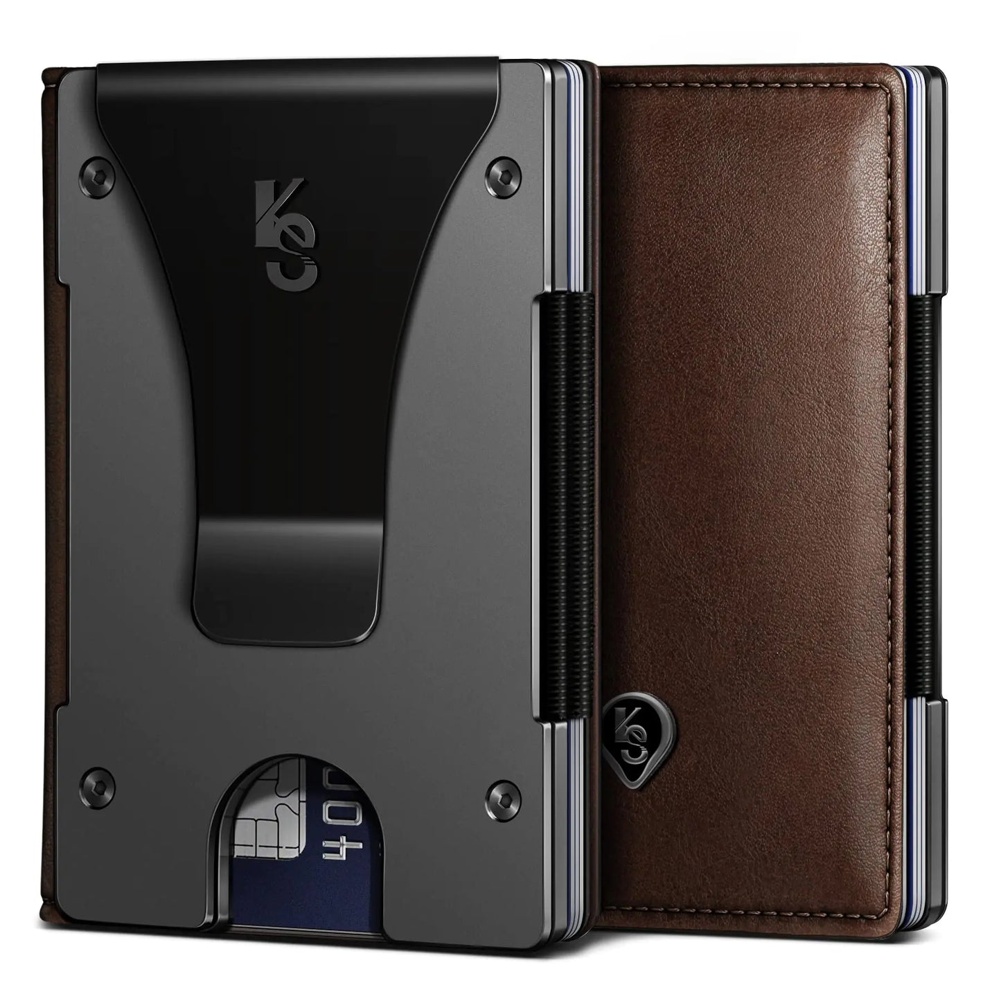 BULLIANT Mens Money Clip Slim Leather Wallet Card Case For Men Expandable for 11 Cards RFID Blocking