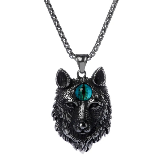 Viking Wolf Pendant Domineering Hip Hop Mens Trendy Personality Python Pendant Necklace Gift Jewelry(wolf)