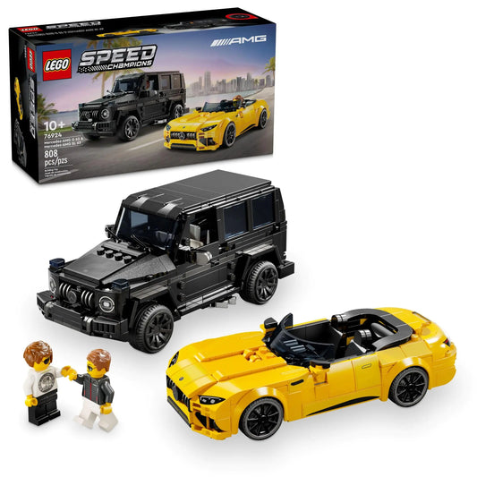 LEGO Speed Champions Mercedes-AMG G 63 & Mercedes-AMG SL 63 F1 Toy Car Formula 1 Vehicle Set for Kids 2 Building Sets with 2 Driver Minifigures Convertible Toy Car Gift for Boys and Girls 76924