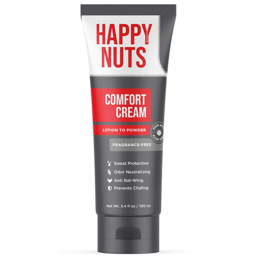 HAPPY NUTS Comfort Cream Deodorant For Men: Anti-Chafing Sweat Defense Odor Control Aluminum-Free Mens Deodorant & Hygiene Products for Mens Private Parts 3.4 oz. (3.4 Fl Oz (Pack of 1) Unscented)