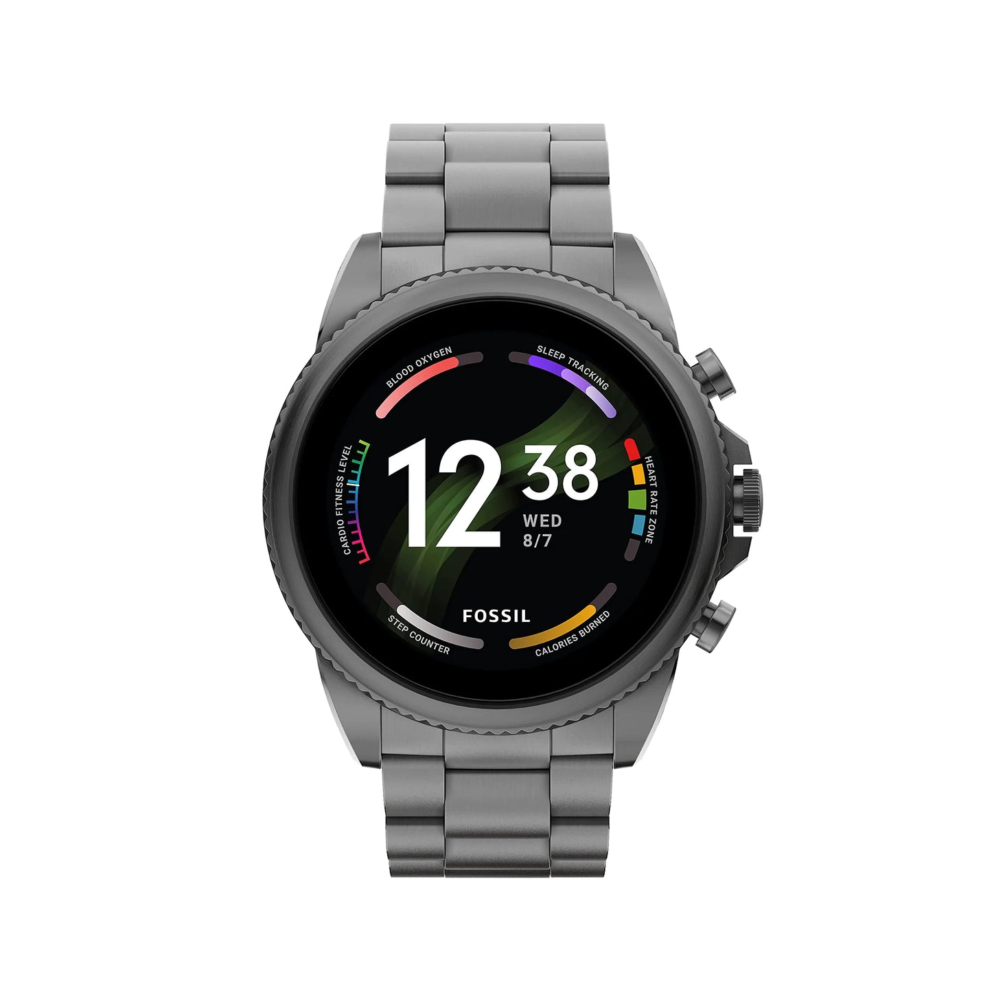 Fossil Mens Gen 6 44mm Stainless Steel Touchscreen Smart Watch Color: Smoke (Model: FTW4059V/FTW4059R)