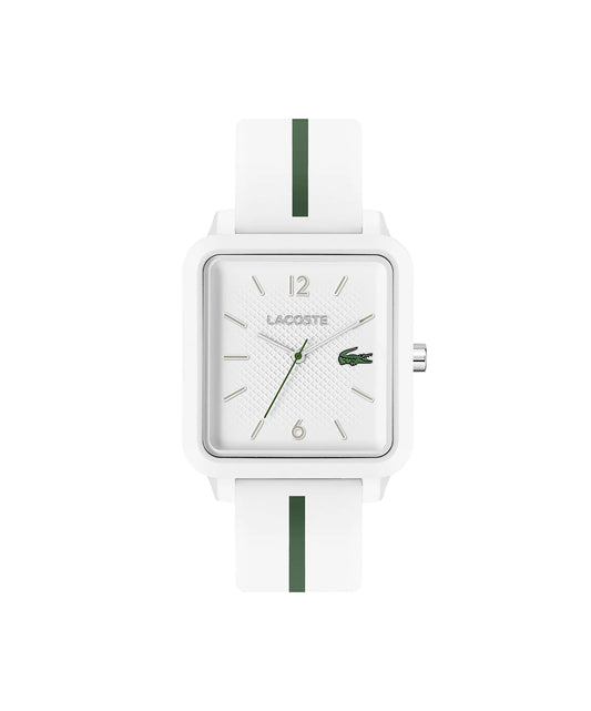 Lacoste 12.12 Studio Mens SS Case Quartz Watch with White Rubber Strap (Model: 2011251)