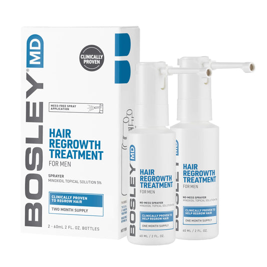 BosleyMD Mens Minoxidil No-Mess Sprayer Extra Strength 2 fl oz (2 Count)