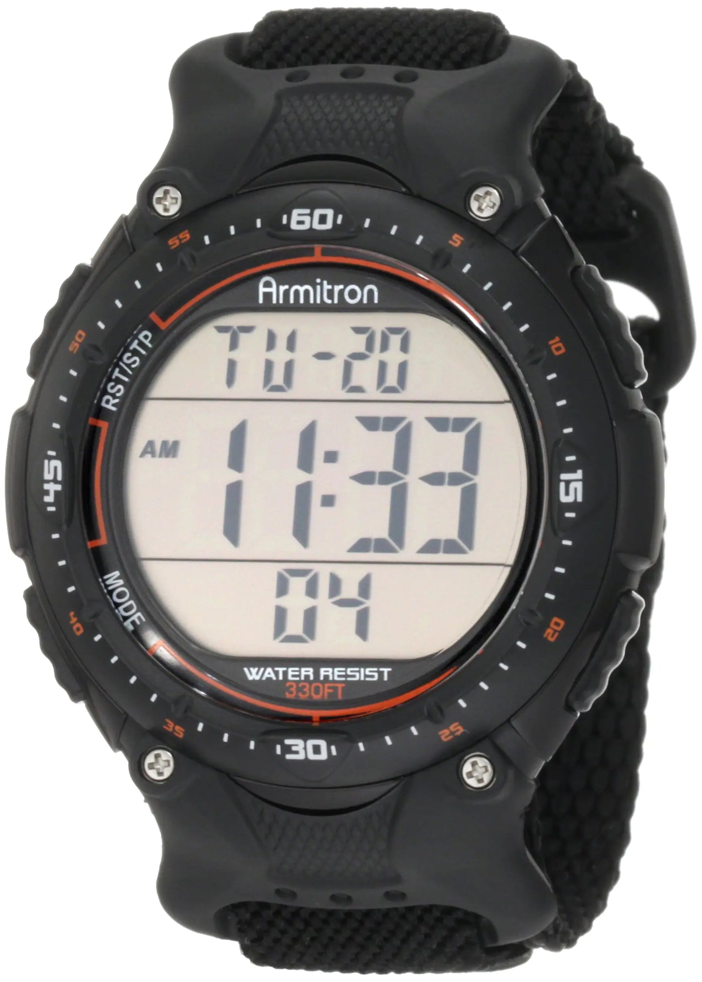 Armitron Sport Mens 408159BLK Chronograph Black Strap Digital Display Watch