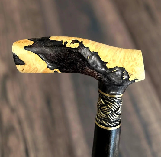 Cane BURL Walking Stick Canes Sticks Reeds Wooden Wood Handmade Mens Accessories Exclusive and Unique (W2)