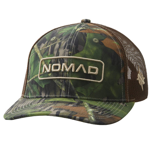 Nomad Mens Trucker Hat | Turkey Hunting Camo Hat Hunter - Mossy Oak Shadowleaf One Size