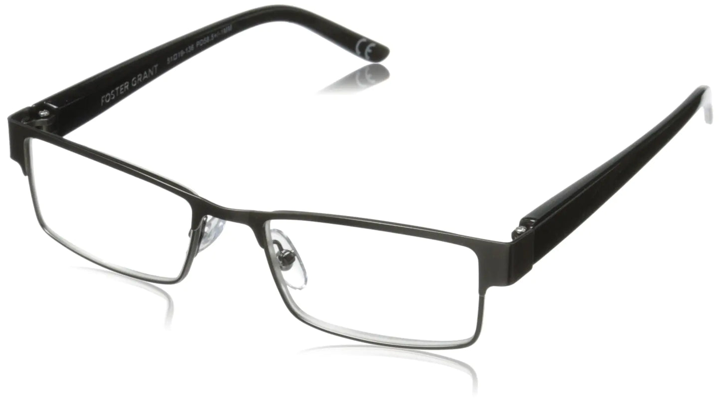 Foster Grant mens Chip Glasses Reading Glasses Gunmetal/Transparent 59 mm US