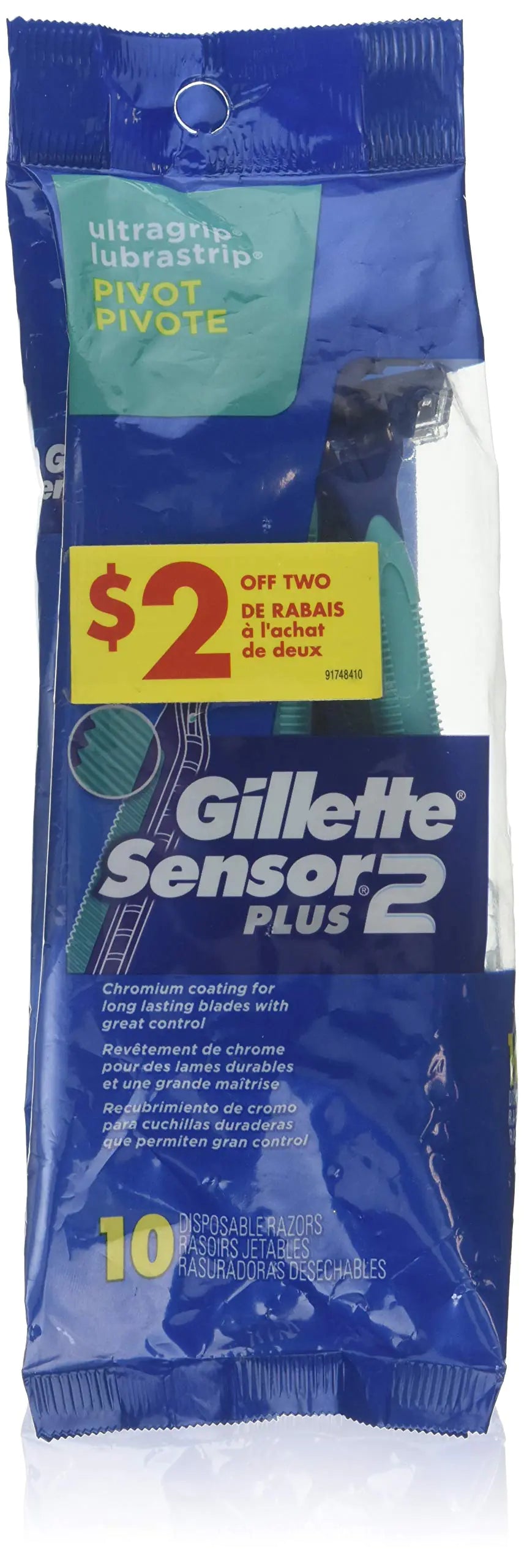 Gillette Mens Sensor 2 Plus Disposable Razor (10 Count)