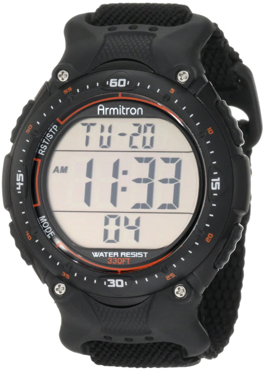 Armitron Sport Mens 408159BLK Chronograph Black Strap Digital Display Watch