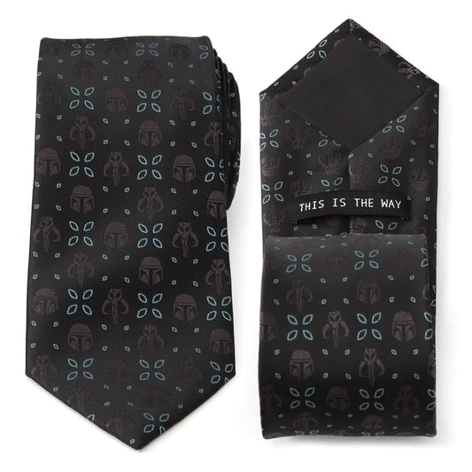 Cufflinks Inc. Mandalorian Motif Black Mens Tie The Mandalorian Official Merch