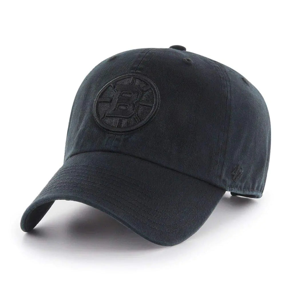 47 Boston Bruins Mens Black on Black Clean Up Adjustable Hat - One Size