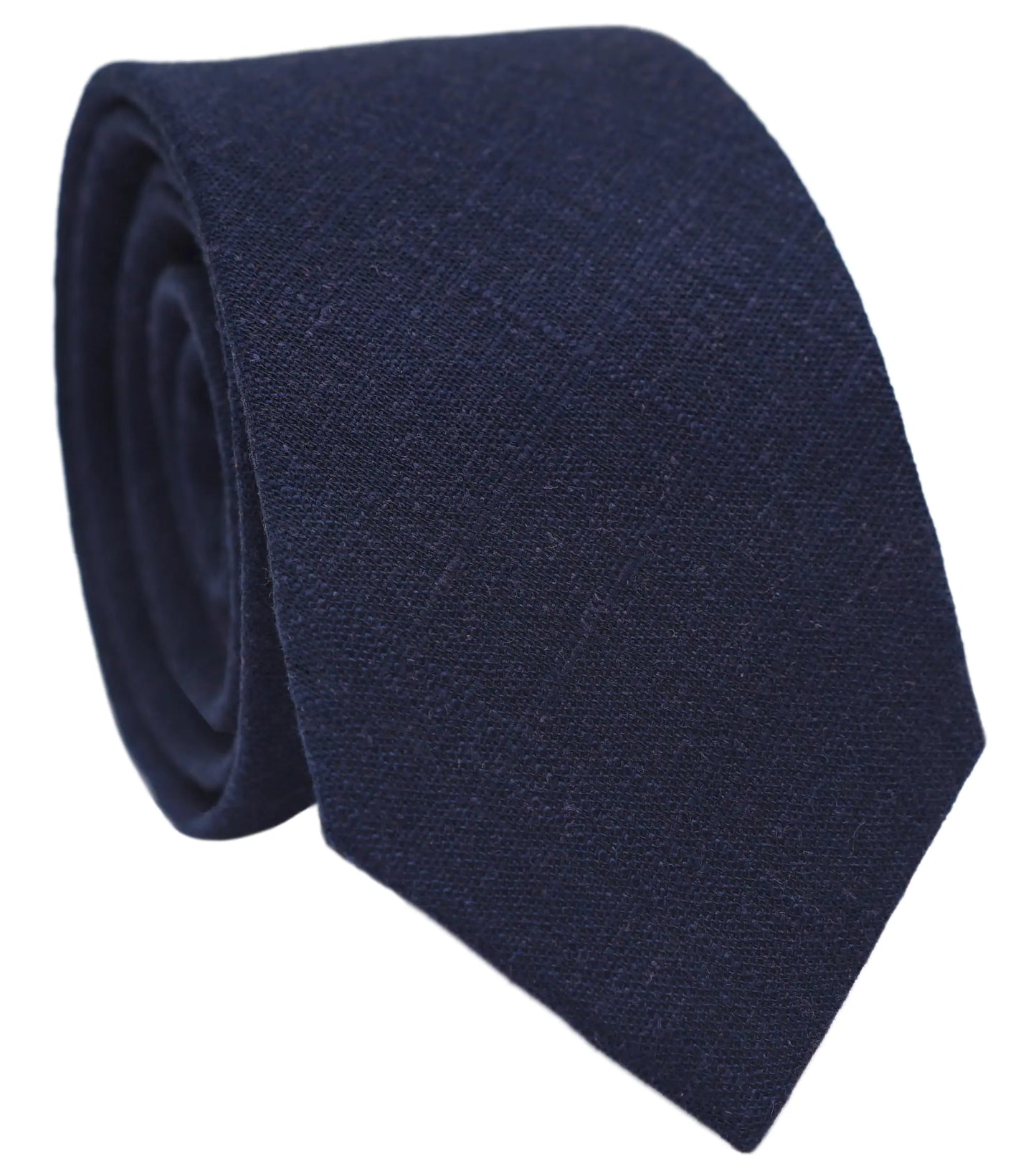 BELLUNO Mens Skinny Ties Cotton Linen Blend 2.5 inch Slim Marine Neckties Navy Blue Tie