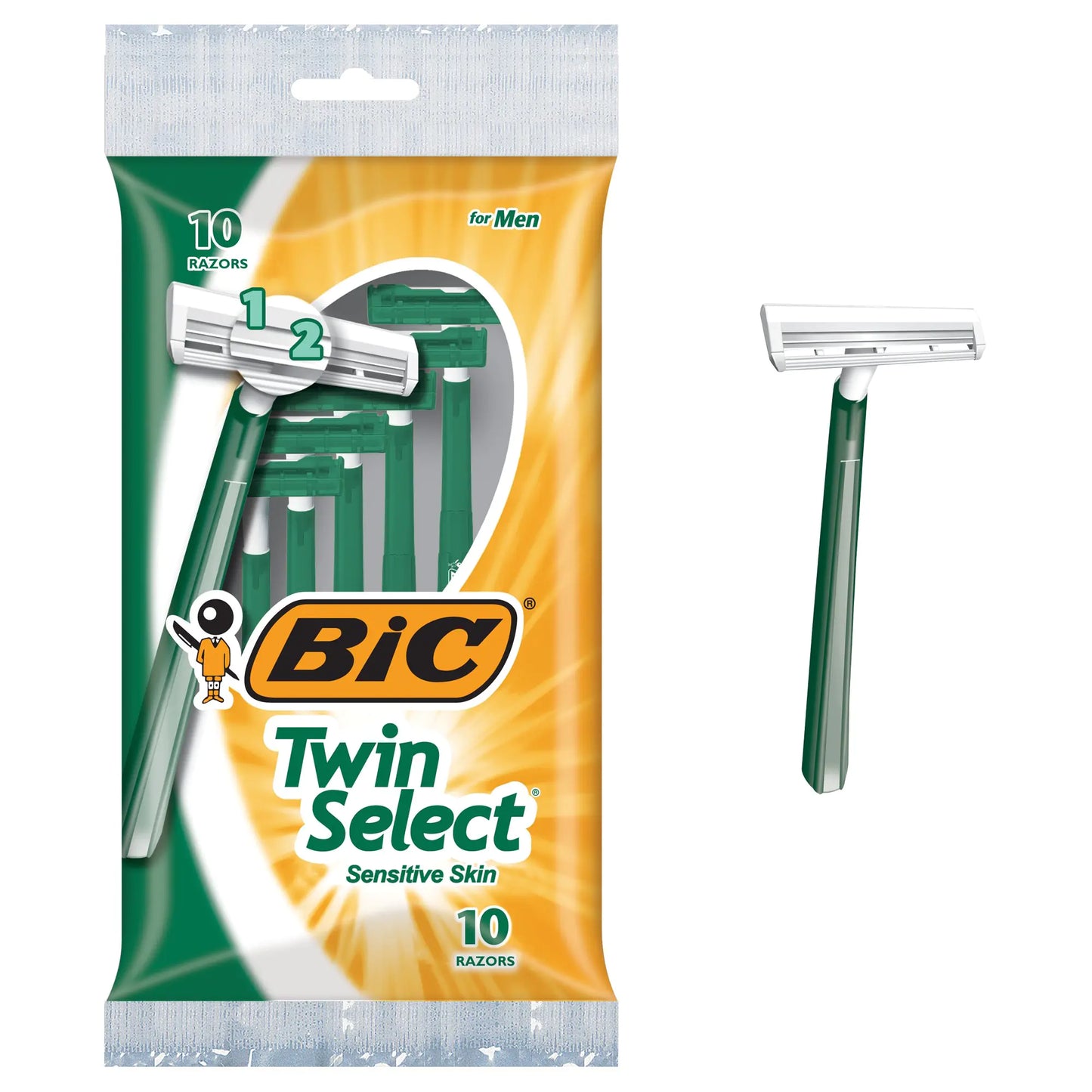 BIC Mens Twin Select Disposable Razor Sensitive Skin 10 count (Pack of 3)