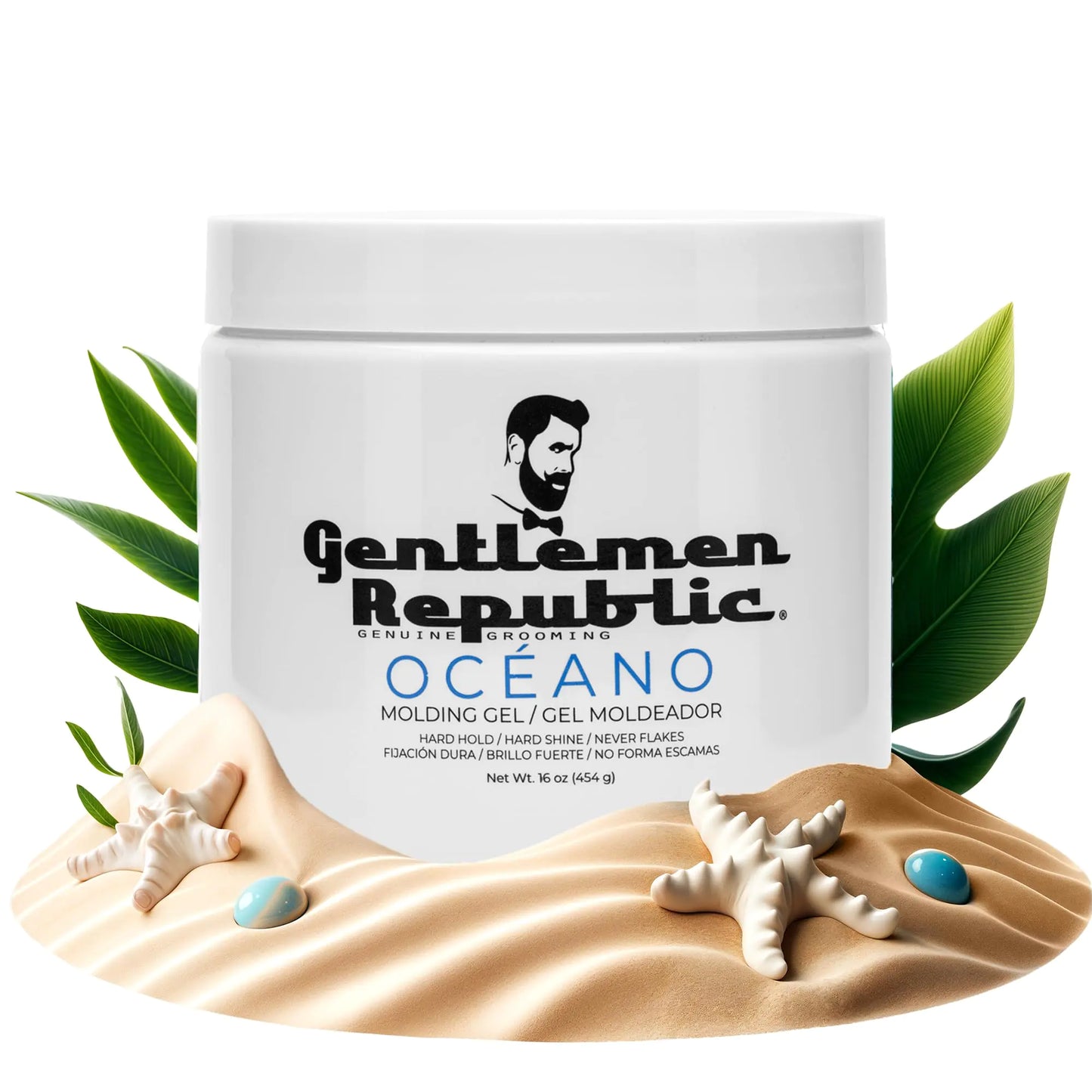 Gentlemen Republic Oceano Mens Hair Gel 16oz - Strong Touchable Hold and High Shine Styling Gel for Hair 100% Alcohol-Free Professional Formula with Fresh Scent Mens Hair Product Made in USA
