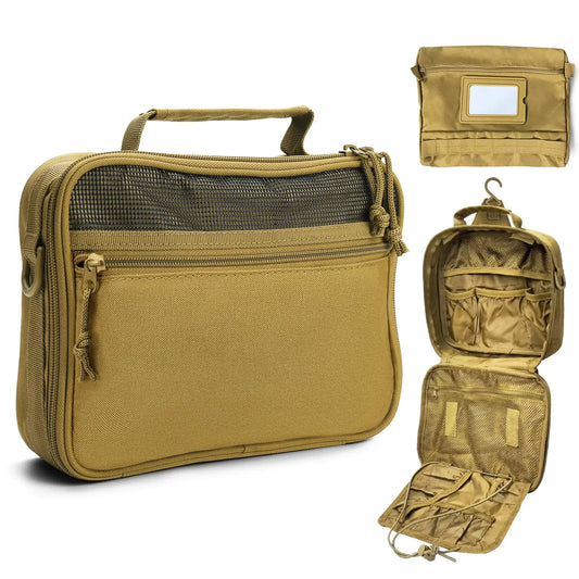 SUNRISING Mens Toiletry Travel Bag Toiletry Bag for Men Travel Toiletry Bag Men Hanging Toiletry Bags for Traveling Mens Dopp Kit for Travel Shaving Bag for Men Travel Khaki（No molle）