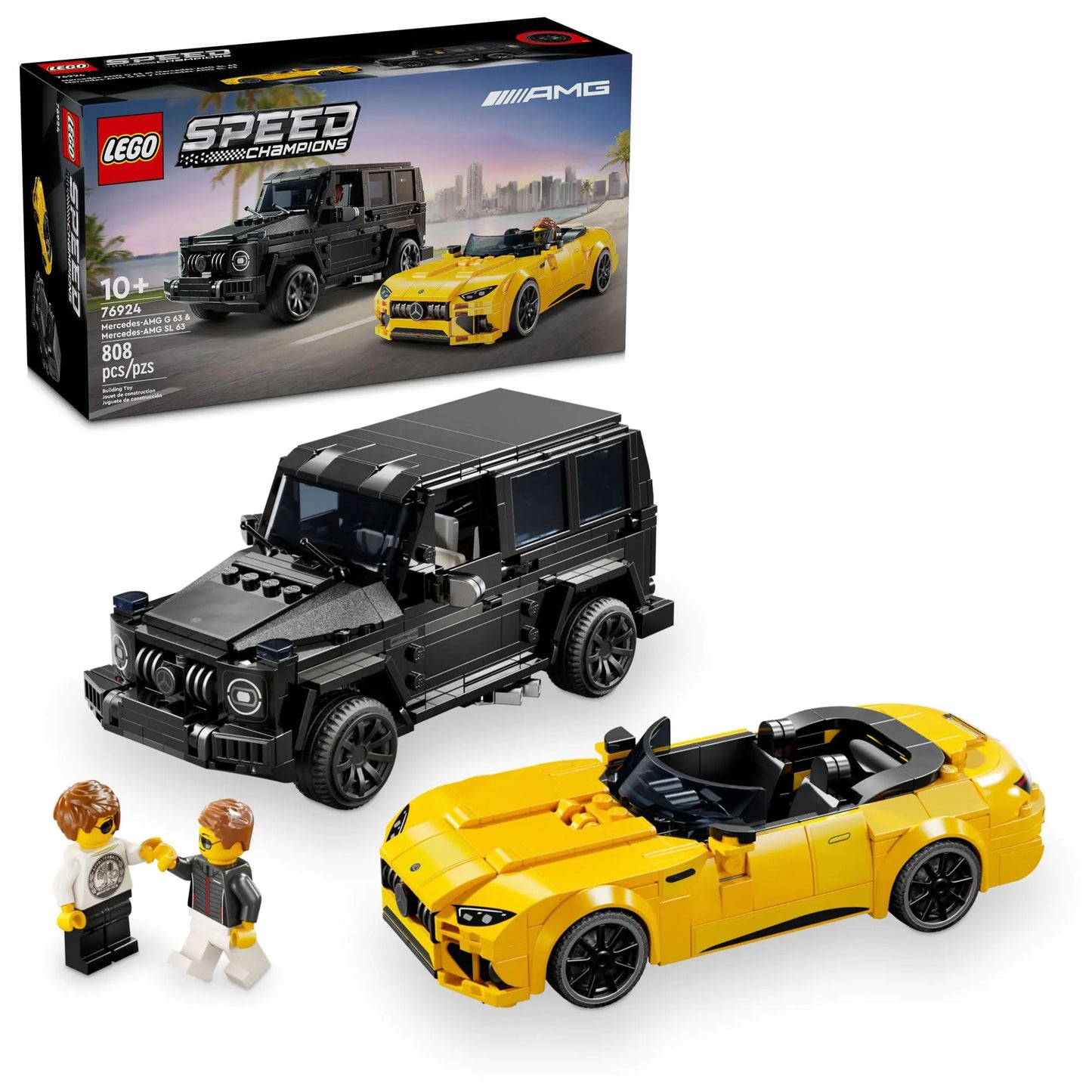 LEGO Speed Champions Mercedes-AMG G 63 & Mercedes-AMG SL 63 F1 Toy Car Formula 1 Vehicle Set for Kids 2 Building Sets with 2 Driver Minifigures Convertible Toy Car Gift for Boys and Girls 76924