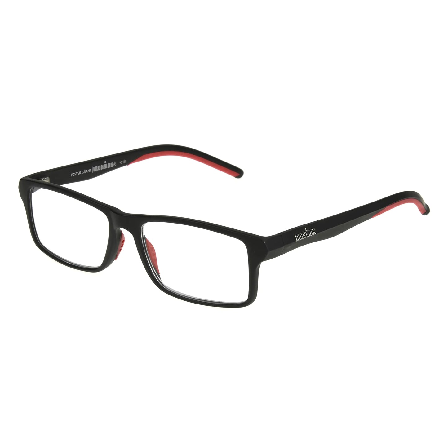 IRONMAN Mens Endeavor Square Reading Glasses Black 54 mm + 2