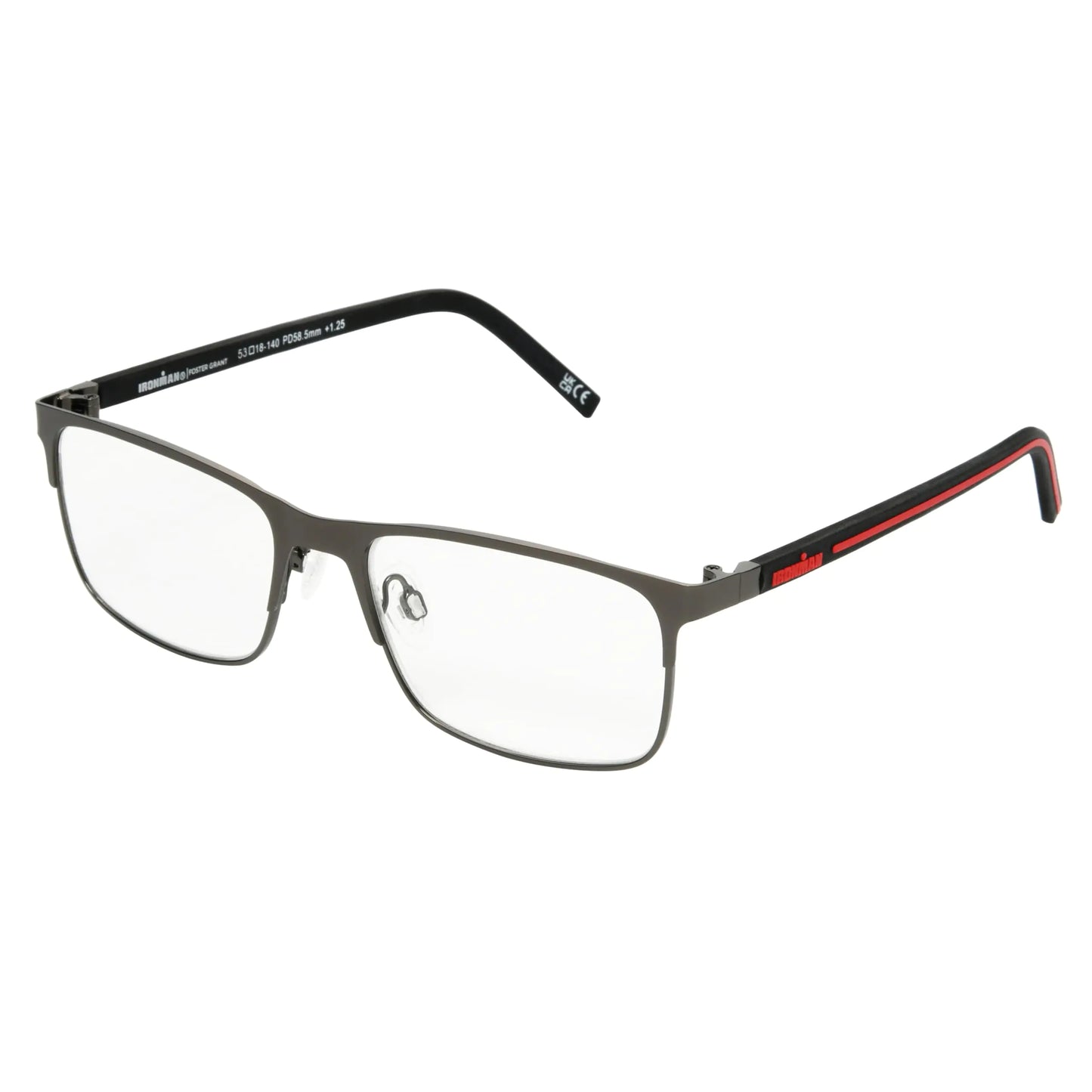 IRONMAN Mens Drive Rectangle Reading Glasses Black 53 mm + 1.5