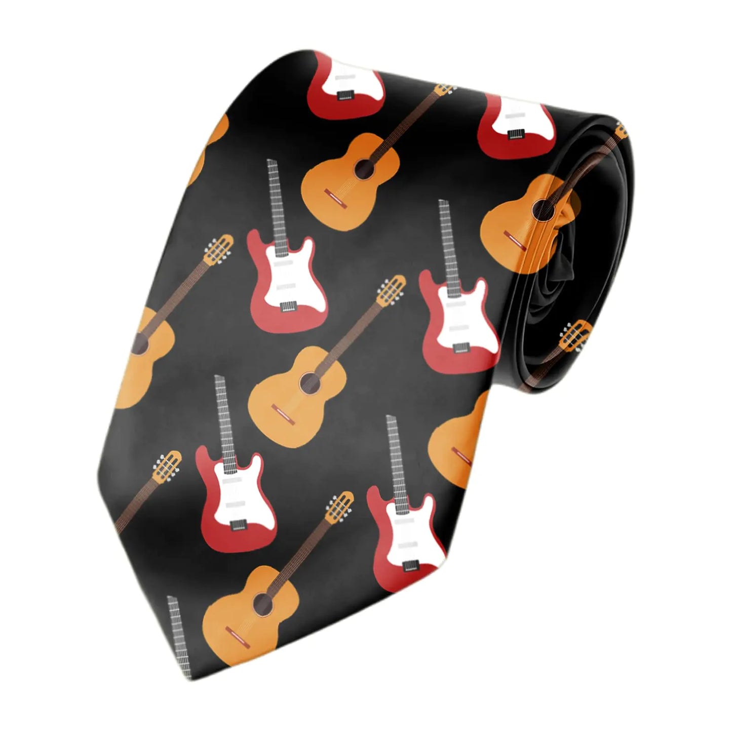WOAIDY Mens Novelty Guitar Tie Fun Necktie Husband Father Ties Formal Business Wedding