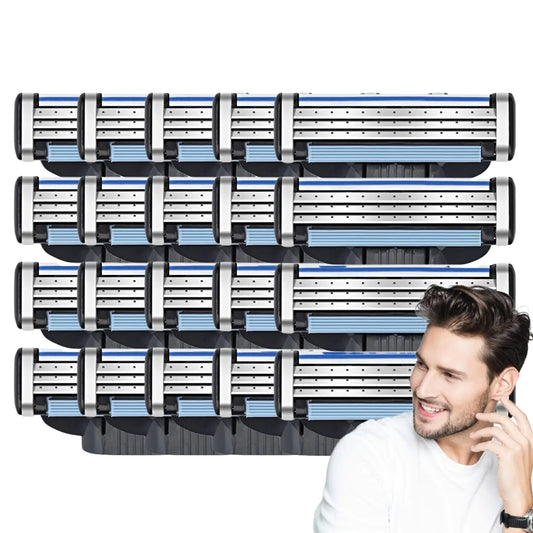 Mens Razor Blade Refills 40 Count Manual Razor Blades Refills for Mens 3-Bladed Razors for a Smooth Shave Upgrade Dual Lubrication Sharp Blade (40 Count)
