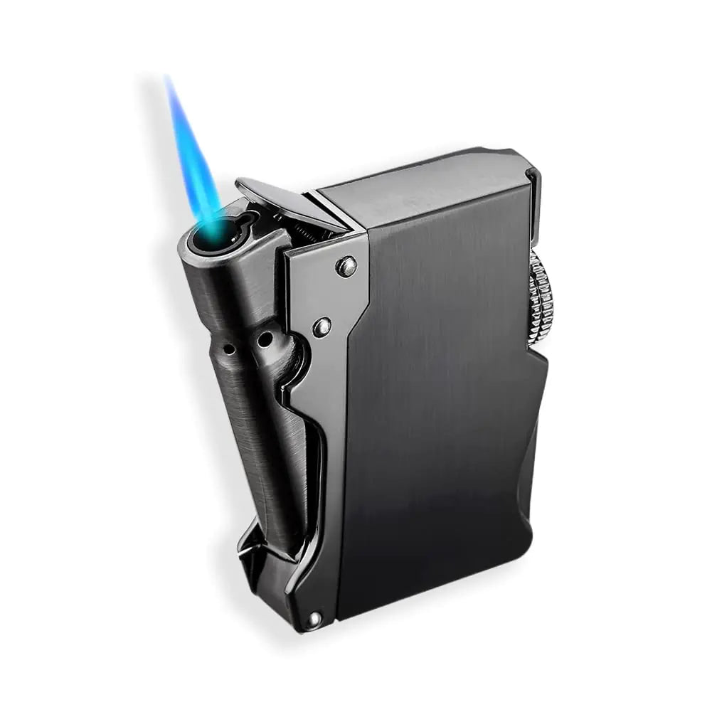 WEQTETJU Torch Lighter Cool Unique Design Inflatable and Adjustable Butane Lighter Mens Gift (Butane Not Included) (Black)