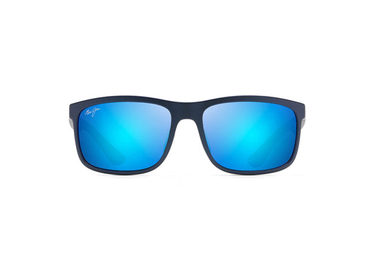 Maui Jim Mens Huelo Polarized Sport Sunglasses Matte Blue/Blue Hawaii Medium
